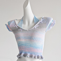 Sweet Bowknot Pastel Color Halter Top - Thumbnail 2