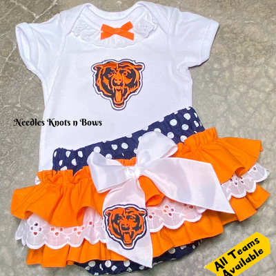 Girls bears game day football outfit, baby & toddlers, coming home outfit girl - Thumbnail 1