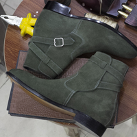 Fashion Men's Green Suede Handmade jodhpur Leather boots. - Thumbnail 2