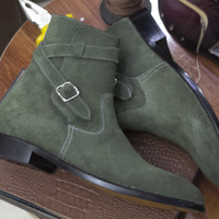 Fashion Men's Green Suede Handmade jodhpur Leather boots. - Thumbnail 1