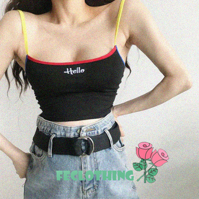 (NO REFUND AND EXCHANGE)Color matching embroidery sling bottoming vest