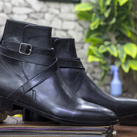 Men's jodhpur Handmade, Fashion Black Leather Boots. - Thumbnail 2