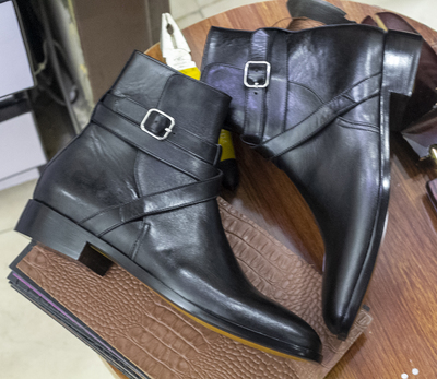 Men's jodhpur Handmade, Fashion Black Leather Boots.