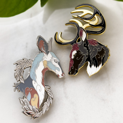 Duality deer - enamel pin set