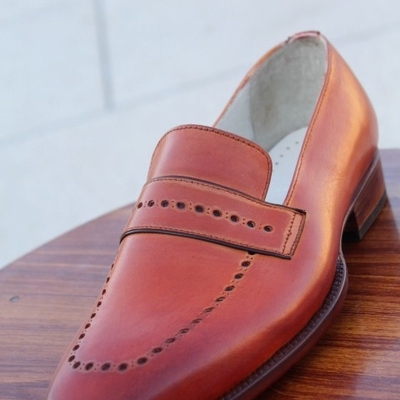 Crafted leather handmade brown leather moccasin loafers dress formal shoes - Thumbnail 5