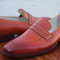 Crafted Leather Handmade Brown Leather Moccasin Loafers Dress Formal Shoes - Thumbnail 3