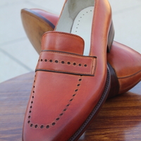 Crafted Leather Handmade Brown Leather Moccasin Loafers Dress Formal Shoes - Thumbnail 5