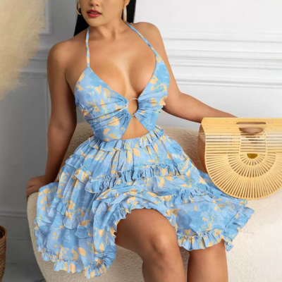 Women's sleeveless sling printed dress