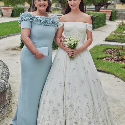 Simple light blue mother of the bride/groom dresses lace evening gowns wedding guest dress