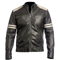 New Men Designer Genuine Lambskin Soft Biker Leather Jacket - Thumbnail 1