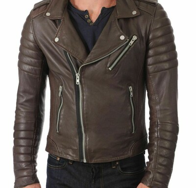 Leather Jacket For Men 100% Genuine Slim Fit Brown Leather Jacket