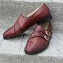 Crafted Leather Unique Men Classic Brown Patina Leather Monk Single Crocodile Strap Party Wear Shoes-2