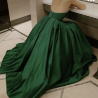Strapless Forest Green Prom Dresses Formal Dress - Thumbnail 1