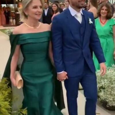 Simple emread green mother of the bride/groom dresses evening gowns wedding guest dress