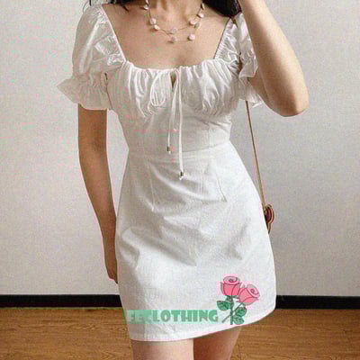 (no refund and exchange)boho tie neck mini sexy white women dress