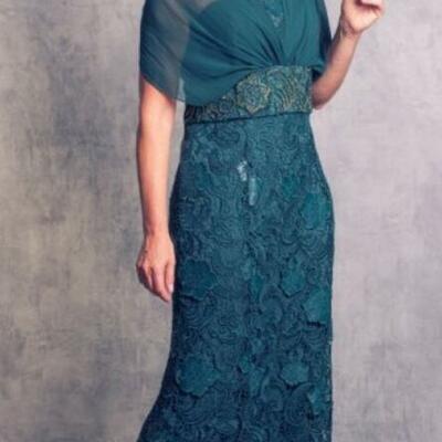 Blue mother of the bride/groom dresses lace evening gowns wedding guest dress