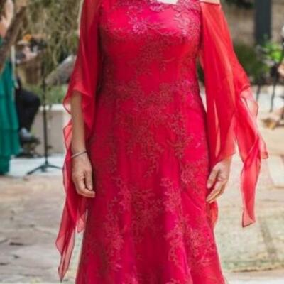 Plus size red mother of the bride/groom dresses lace evening gowns wedding guest dress
