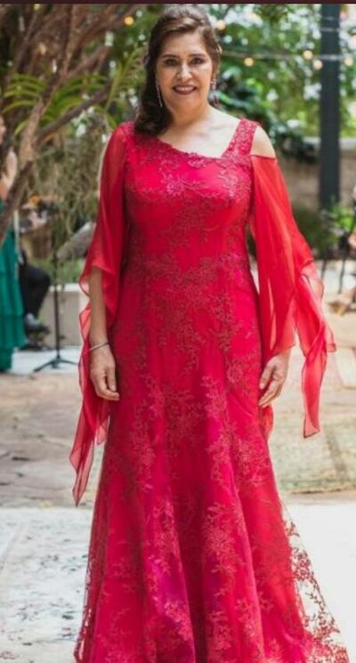 Plus Size Red Mother Of The Bride/Groom Dresses Lace Evening Gowns Wedding Guest Dress