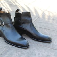 Crafted Leather Black Buckle Ankle High Mens Handmade Jodhpur Boot - Thumbnail 2