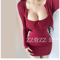 Bowknot waist suspender skirt + long-sleeved short cardigan - Thumbnail 5