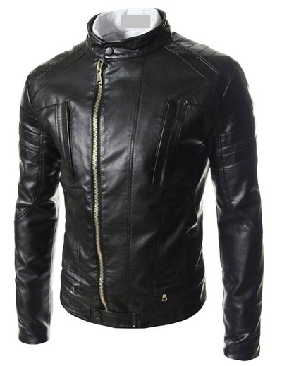 Men Leather Jacket Coat Motorcycle Biker Slim Fit Outwear Jackets