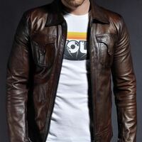 Stylish Brand New Men’s Genuine Leather Jacket Brown Slim fit Biker Jacket - Thumbnail 4