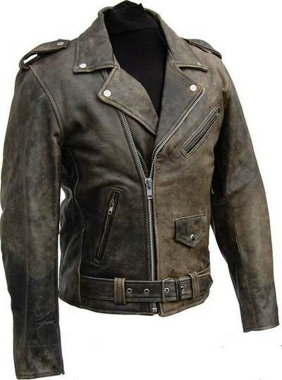 Retro style vintage look Leather Jacket Perfect for Biking 100% Real Leather Nat
