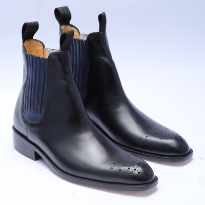 Crafted leather handmade black calf leather men classic chelsea fashion boot