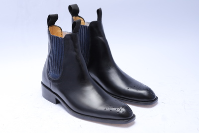 Crafted Leather Handmade Black Calf Leather Men Classic Chelsea Fashion Boot
