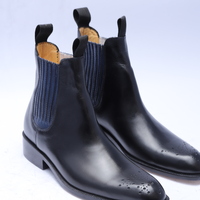Crafted Leather Handmade Black Calf Leather Men Classic Chelsea Fashion Boot - Thumbnail 4