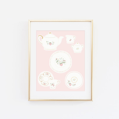 Strawberry china set print
