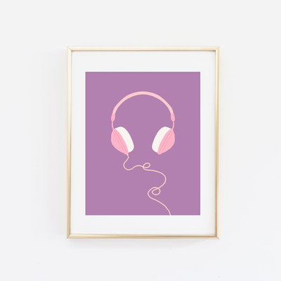 Headphones pink print (color options available)