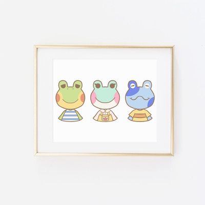 Frog friends collage print