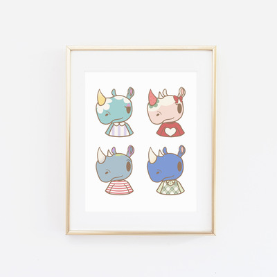 Rhino friends collage print