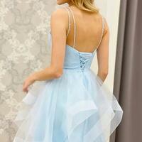 Light Sky Blue Short Tulle Homecoming Dresses - Thumbnail 1