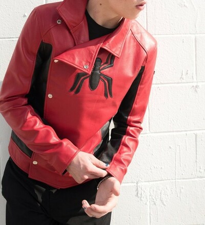 Mens Spider-Man Last Stand Leather Jacket Black & Red