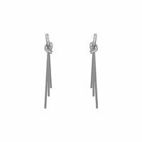 Luxury Silver Zircon Long Twist Tassel Sparkly Earrings for Women Wedding Party Jewelry - Thumbnail 2