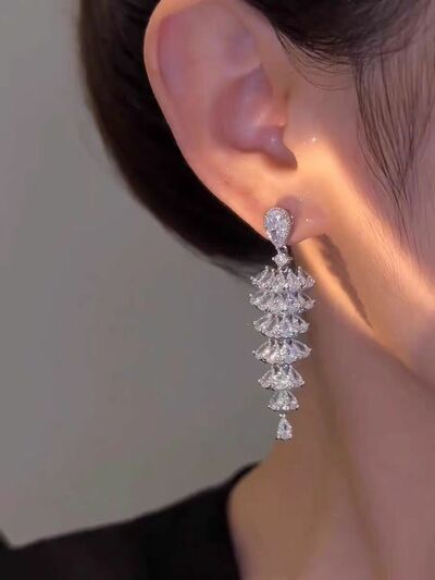 Crystal Drop Bridal Earrings Umbrella Shaped Chandelier Earring for Prom Party