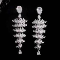 Crystal Drop Bridal Earrings Umbrella Shaped Chandelier Earring for Prom Party - Thumbnail 2