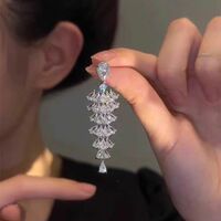 Crystal Drop Bridal Earrings Umbrella Shaped Chandelier Earring for Prom Party - Thumbnail 3