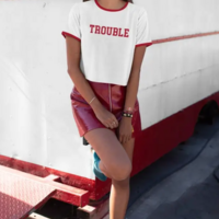 RETRO "TROUBLE" RINGER TEE - Thumbnail 3