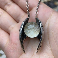 Angel wings black crystal farewell poem necklace - Thumbnail 2