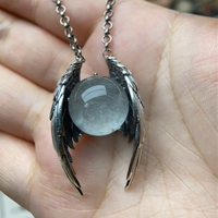 Angel wings black crystal farewell poem necklace - Thumbnail 1