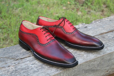 Crafted Leather Handmade Men Bordeaux Leather Classic Oxford Dress Office Shoes