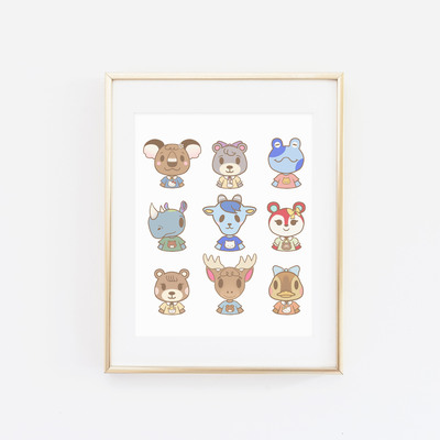 Kitty, mimmy, and friends collage print