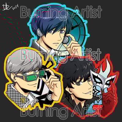 Persona protag stickers (3 in)