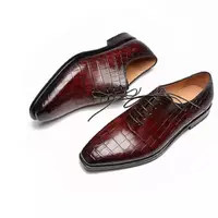 Handmade Men Brown Crocodile Leather Oxford Shoes, Formal Dress Shoes - Thumbnail 4