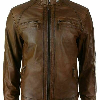 Handmade mens black color leather jacket men bomber genuine leather biker jacket