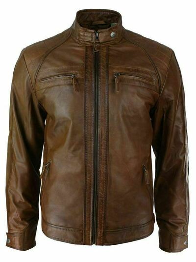 HANDMADE MENS BLACK COLOR LEATHER JACKET MEN BOMBER GENUINE LEATHER BIKER JACKET