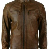 HANDMADE MENS BLACK COLOR LEATHER JACKET MEN BOMBER GENUINE LEATHER BIKER JACKET - Thumbnail 1